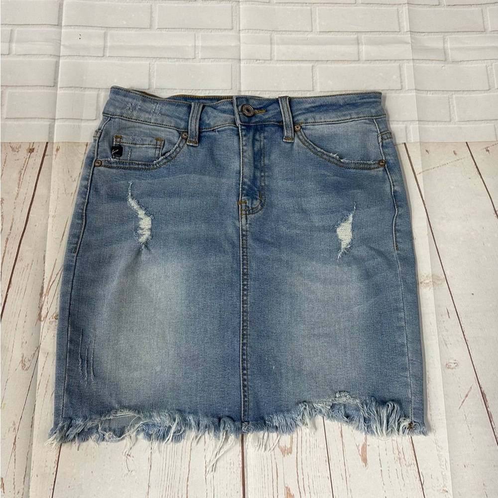 COPY - KanCan Women’s Jean Denim Mini Skirt Size XS Distressed Raw Hem Stretch